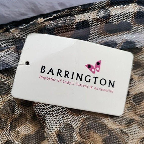 Barrington Sheer Gray Wrap Cheetah Animal & Black Sparkle Detail - Shawl Scarf - Picture 9 of 9